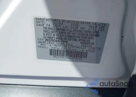 2022 Nissan Kicks Sv Xtronic Cvt z USA, uszkodzony, nr VIN 3N1CP5CV6NL479132